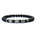 Vintage Mens Bracelet Beaded Om Mani Padme Hum Mantra Braslet Viking Jewelry Accessories Natural Lava Tiger Eyes Stone