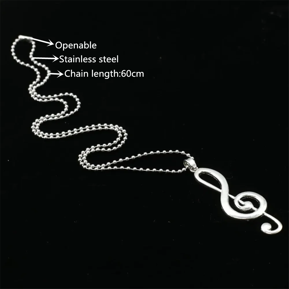 Male Punk Long Custom Sweater Chain Choker Necklace Angel Wing Music Note Pendant Men Necklace Women Jewelry Friendship Gifts