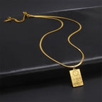 LIKGREAT Major Arcana Tarot Card Necklace Stainless Steel Snake Chain Necklace Vintage Amulet Moon/Sun/Star Tarot
