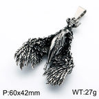 KALEN Vintage Gothic Fallen Angel Pendant Necklace For Men Stainless Steel Death Grim Reaper Wing Totem Charm Fashion Jewelry