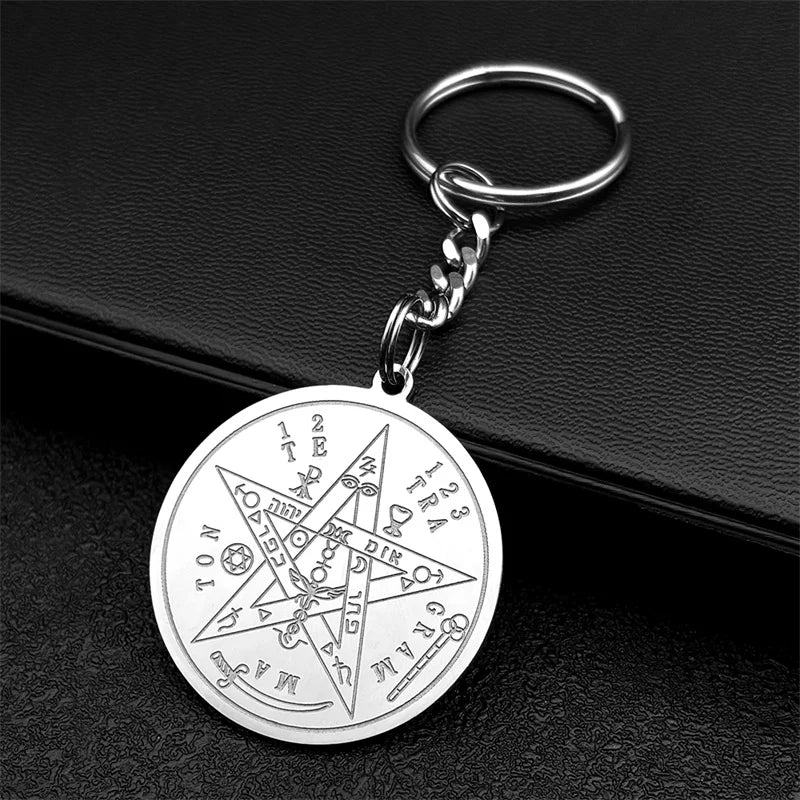 Star Key Gold Pendant Gothic Pentagram Witchcraft