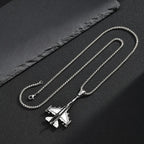 Men Stainless Steel Fighter Jet Pendant Necklace Silver Color Airplane Chain Punk Hip Hop Aviation Enthusiast Jewelry Gift