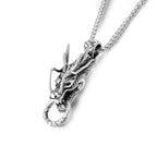 Dragon Silver Pendant Punk Vintage Head Animal