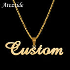 Atoztide Personalized Customized Brand Logo Names Pendant Necklace Stainless Steel Thick Chain for Men Women Jewelry
