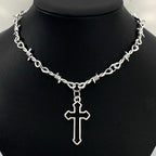Barbed Wire Iron Heart Choker — Stainless Steel