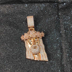 Rose Gold Jesus Cuban Pendant Necklace Iced Out