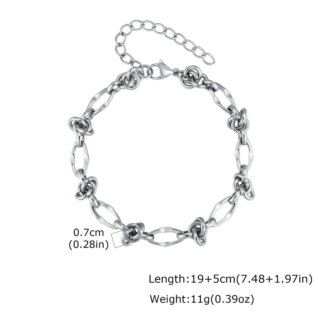 Rock Punk Thorn Knot Chain Bracelet for Men,Hip Hop Stainless Steel Adjustable Chain Wristband,Birthday Male Jewelry