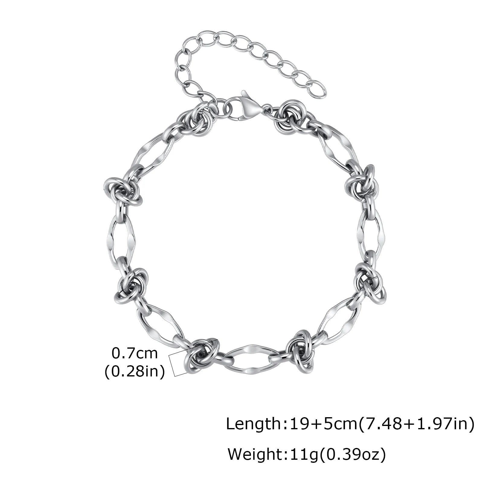Rock Punk Thorn Knot Chain Bracelet for Men,Hip Hop Stainless Steel Adjustable Chain Wristband,Birthday Male Jewelry