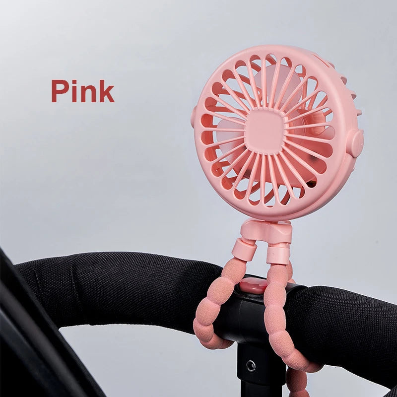 Portable Stroller Fan Mini Baby Clip Fan Smart Octopus Handheld Fan 360° Rotate Bike Car Tripod Fan Rechargeable Clip
