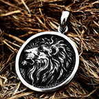 Round Lion Wolf Tiger Pendant — Stainless Steel