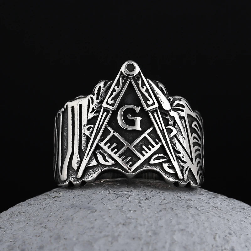 Freemason Masonic Symbol Ring — Stainless Steel