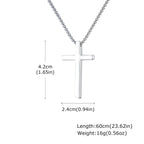 Vnox 60cm Box Chain Cross Pendant Necklaces for Men, Simple Plain Black Silver Gold Color Stainless Steel Thick Cross Collars