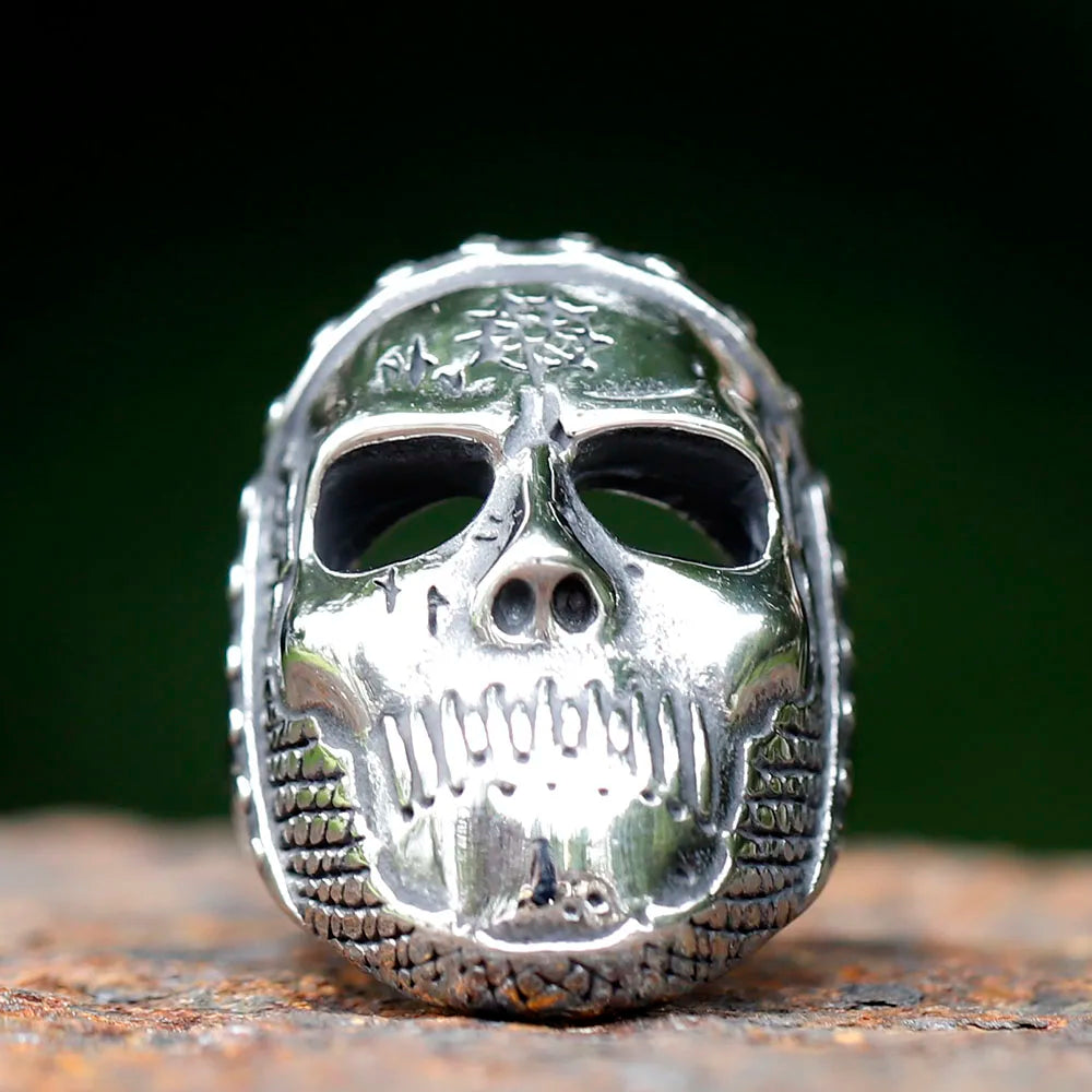 Flowers Skull Mask Ring — Stainless Steel