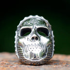 Flowers Skull Mask Ring — Stainless Steel