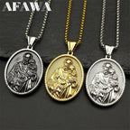 Saint Joseph Baby Jesus Medal Pendant Necklace — Stainless Steel