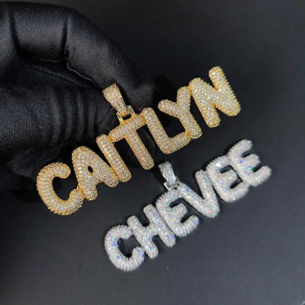 Iced Out Letter Pendant Necklace Name