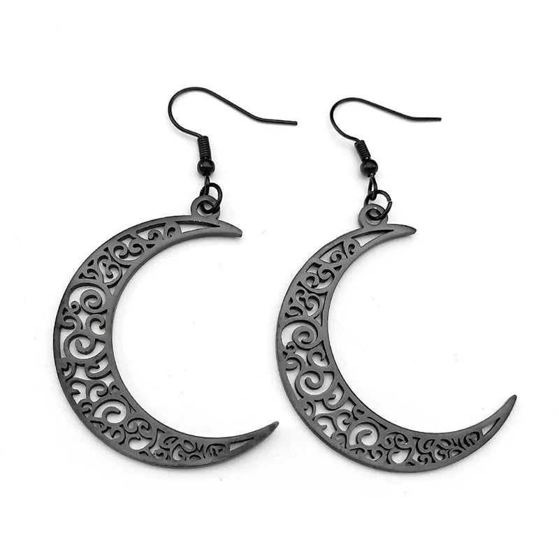 Tree Of Life Gold Earrings Hollow Crescent Moon