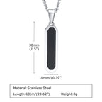 Vnox Stainless Steel Vertical Bar Necklaces for Men Boys, Black Simple Metal Pillar Pendant, Casual Neck Collar