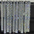 925 Silver Cuban Chain Necklace Iced Out 10-20MM