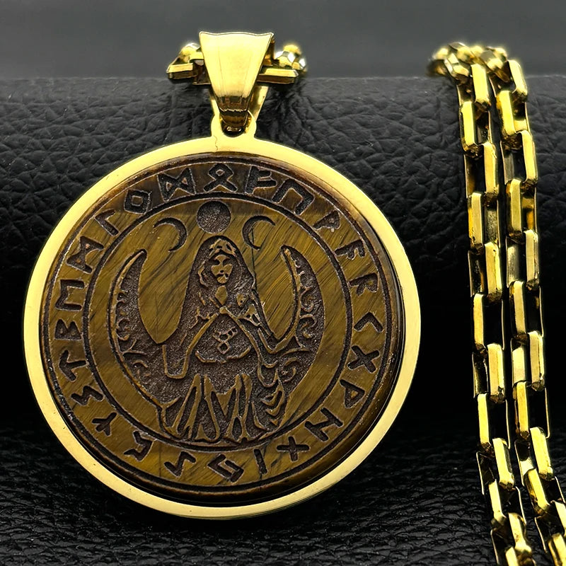 Viking Steel Pendant Witch Triple Moon Goddess