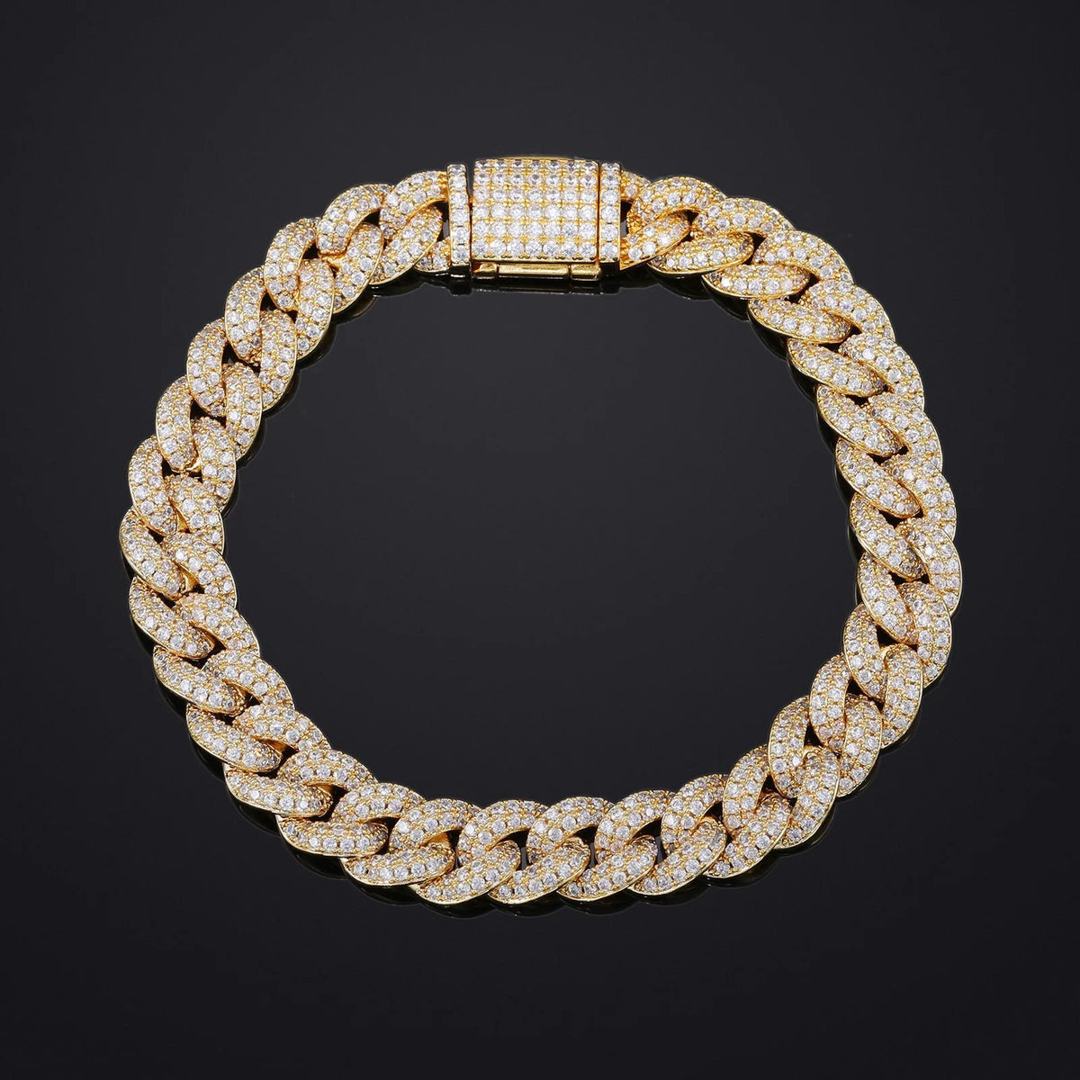 Bubble Cuban Link Bracelet 8mm — CZ Accents, Silver-Tone