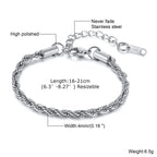 Gold Rope Chain Bracelet 5mm — Stainless Steel