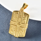 Luxury 24K 9999 Pure Gold real gold Men's Hip-Hop Necklace Vintage Pendant European Cross Embossed Square Brand Pendant