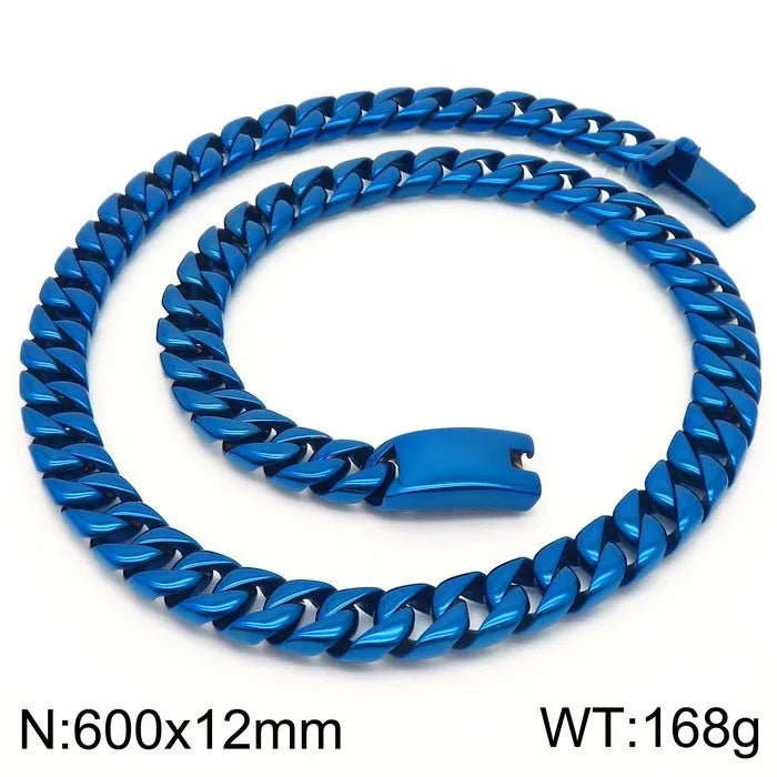 High Polished Stainless Steel Jewelry Accessories 12MM Wide Men Cuban Chains Necklaces Choker Neck Necklace For Man