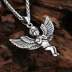 Angel Wings Steel Pendant Vintage Praying Hand