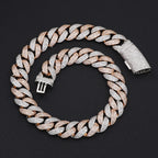 HHIOK 22mm Two Tone Iced Out Cuban Link Chain Necklace Bracelet Brass Inlaid CZ Cuban Chain Men Hip Hop Bling Streetwear Jewelry