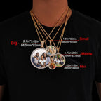 Iced Out Photo Pendant Necklace 35MM Circle