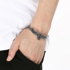 Vintage Open Cuff Bracelet for Men Feather Wing Celtic Knot Pattern Bangle Adjustable Jewelry Trendy Daily Gift