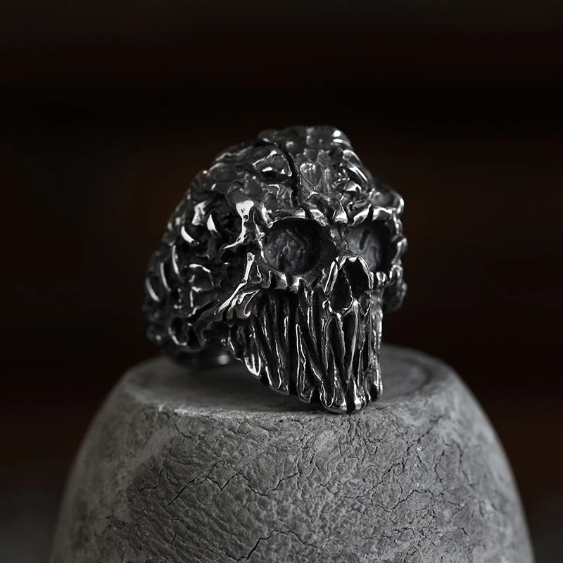 316L Stainless Steel Various Design 2022 New Arrive Classical Skull Men`s Ring With Pattern Punk Rock Gothic Creative