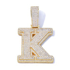 Gold Iced Out Letter Pendant Necklace Capital 18K