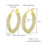 Two-Tone Iced Out Hoop Earrings CZ Silver Gold