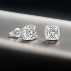 Two-Tone Iced Out Square Stud Earrings Multicolor