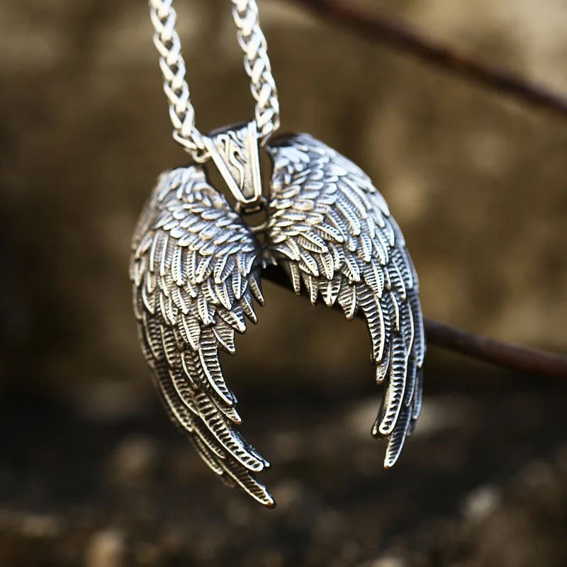 Angel Wings Pendant Necklace — Stainless Steel