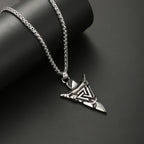 Viking Arrowhead Valknut Pendant Necklace — Stainless Steel