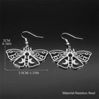 Butterfly Silver Earrings Gothic Crescent Moon