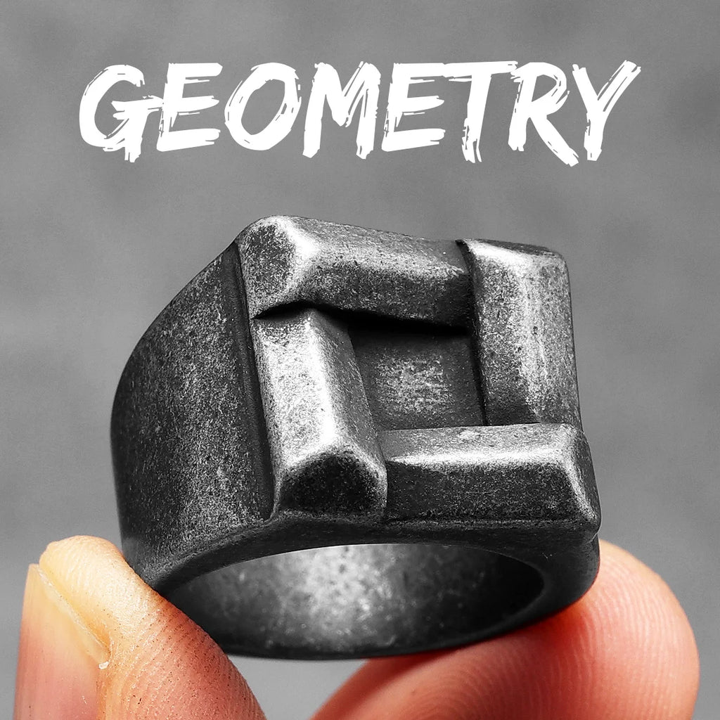 Geometry Texture Ring — Stainless Steel