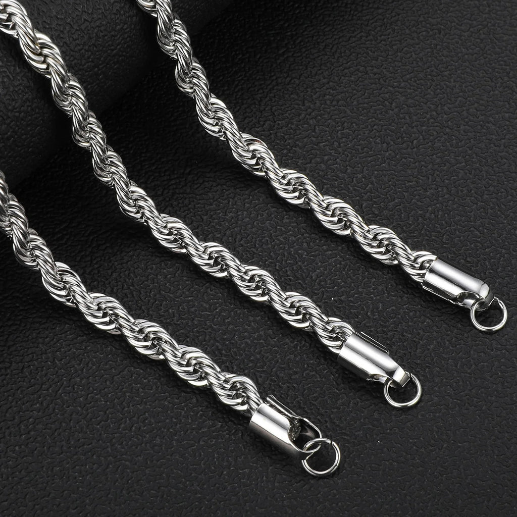 Twisted Rope Chain Necklace — Stainless Steel
