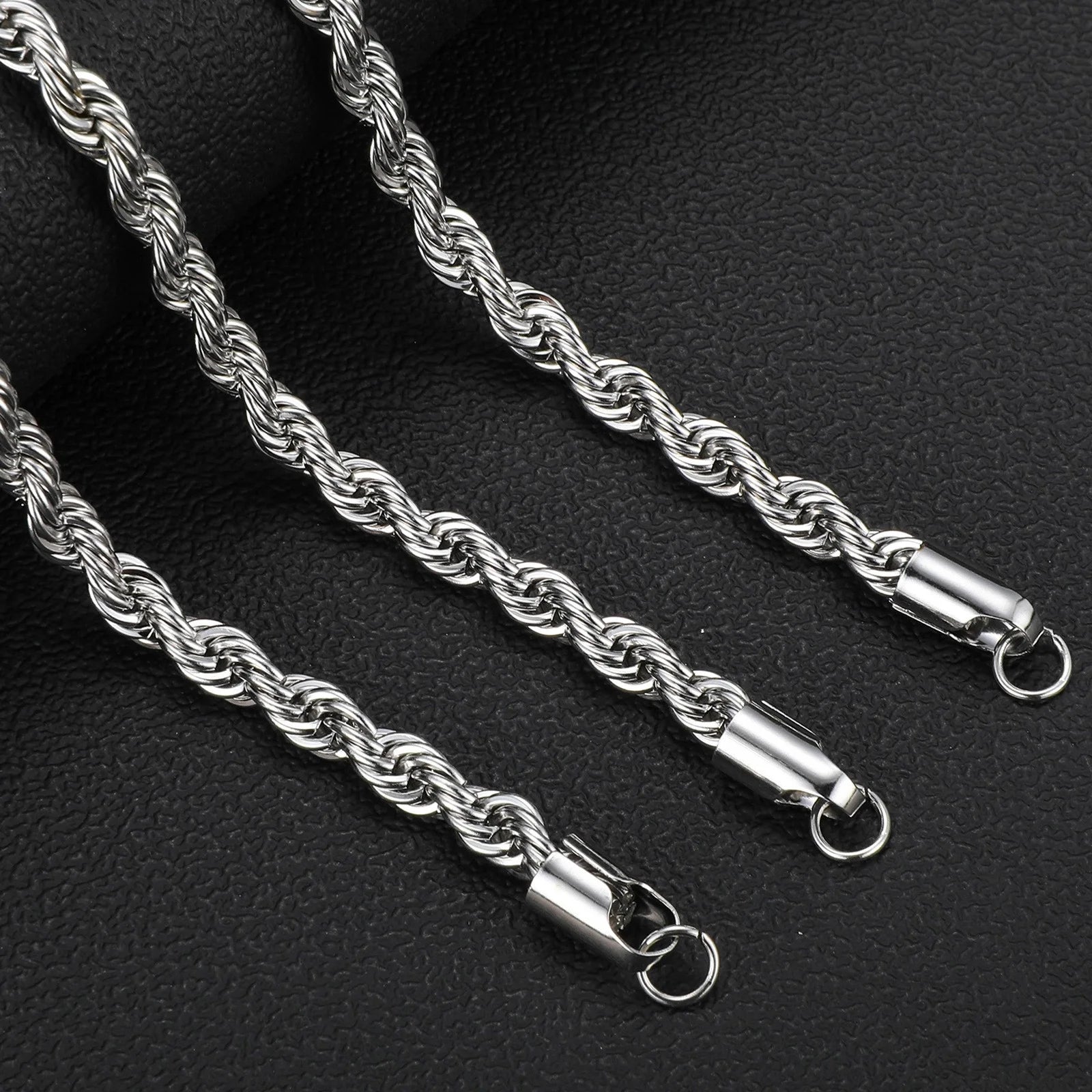 Twisted Rope Chain Necklace — Stainless Steel