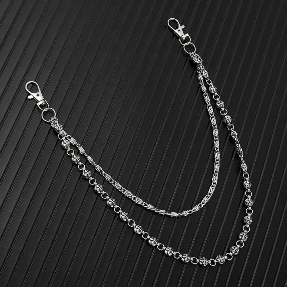 A Harajuku Style Street Hip-Hop Jeans Chain with Personalized Punk Style Double-Layer Waist Chain for Men and Women Accessories