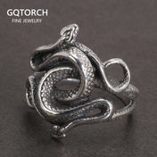 Silver-Tone Snake Retro Punk Ring