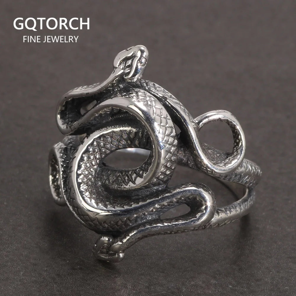 Real 925 Sterling Silver Snake Rings for Men Women TV Drama Natural Born Killers Retro Punk Fine Jewelry Best Gift For