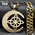 Celtic Moon Pendant Necklace — Stainless Steel