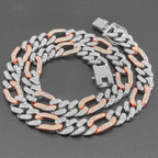3:1 Figaro Link Chain Choker Necklace For Men Women 2tone Gold Silver Color Iced Out Rhinestones Miami Cuban Hip Hop
