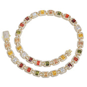 Iced Out Cuban Chain Necklace 12MM Colorful Steel