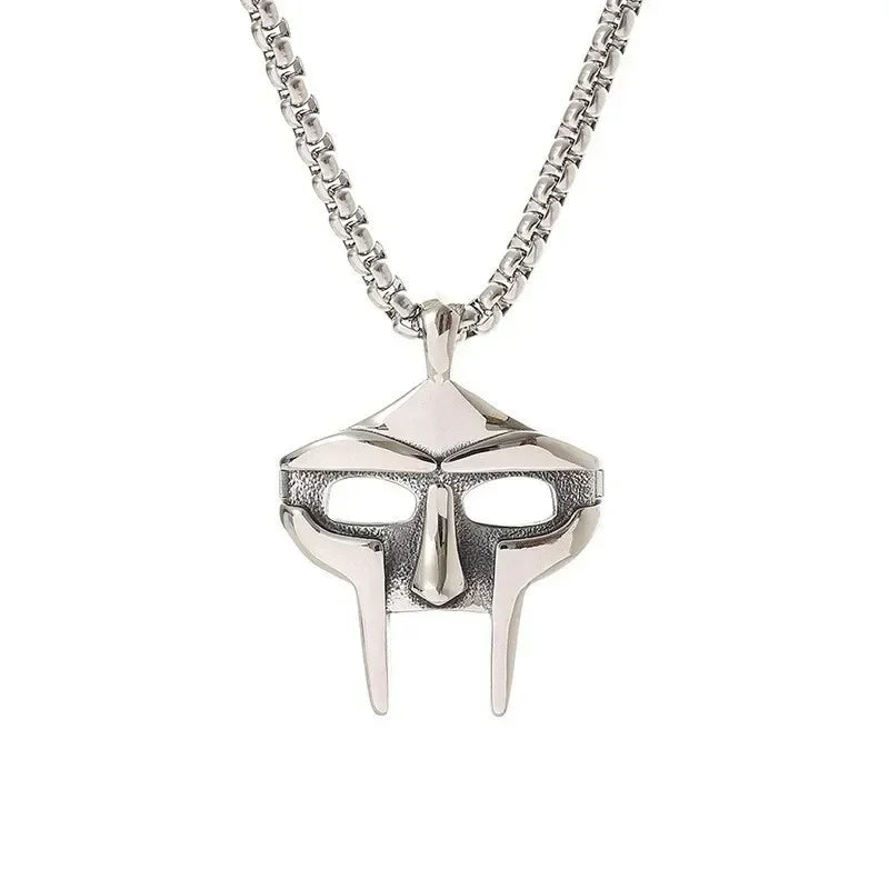 Vintage Creative MF DOOM Mask Pendant for Men Hip Hop 316L Stainless Steel Skull Mask Necklace Party Jewelry Gift