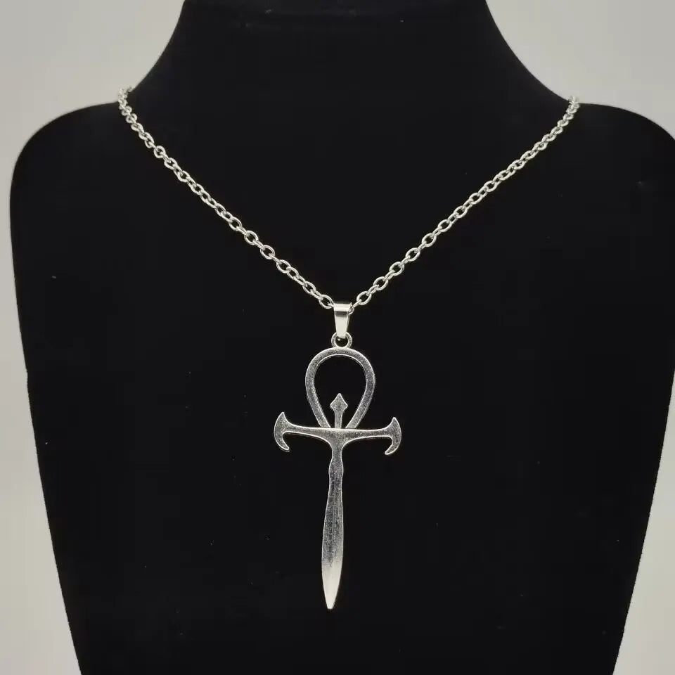Gothic Cross Sword Pendant Necklace — Zinc Alloy